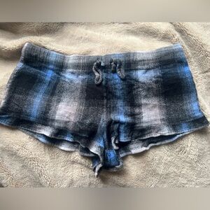 Cloth & Stone Gray and Blue Plaid Sleep Shorts
